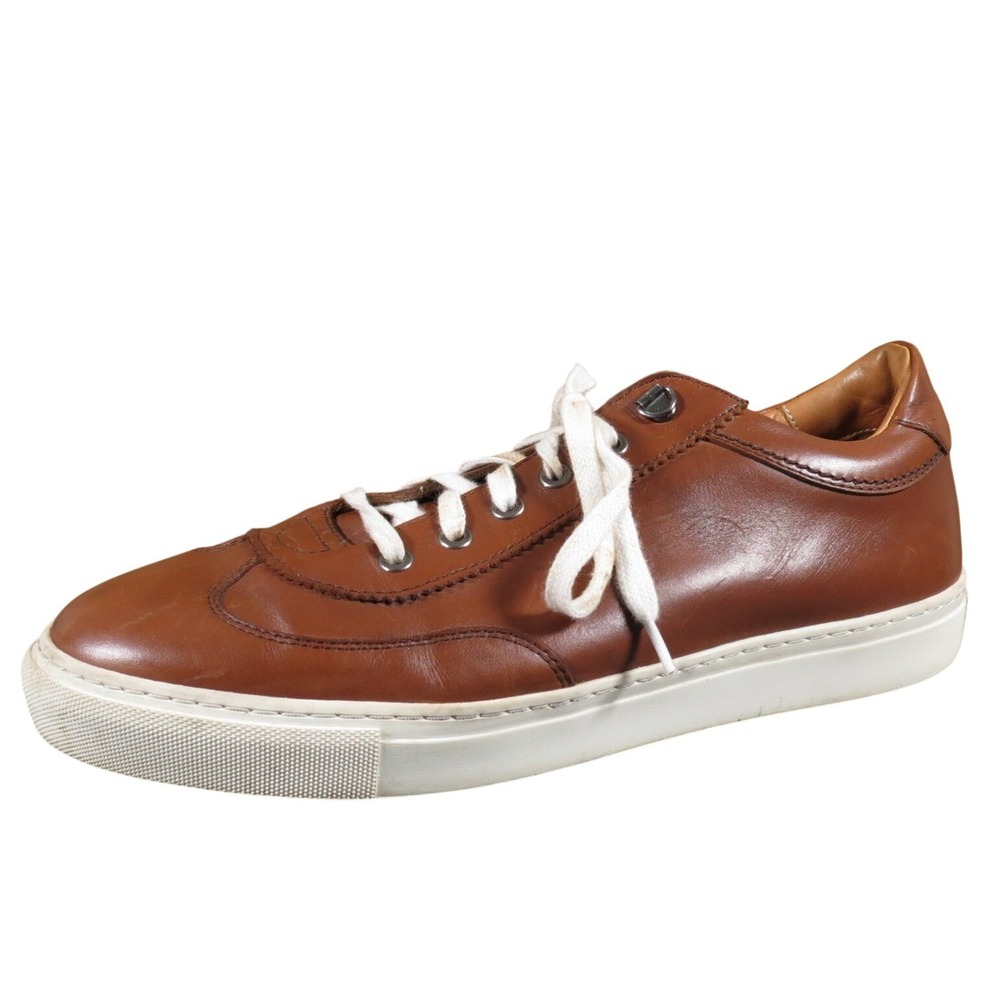 Gino-B Men 44 Brown Leather Low-Top Sneakers Casual Stylish Comfortable Everyday